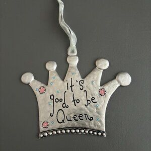 Engraved Custom Crown Solid Pewter It's Good To Be Queen Christmas Ornament